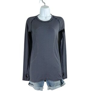 Lululemon Long Sleeve Shirt Sweat Life White Blue Women's‎ Size 6 Athletic Yoga